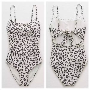 Aerie leopard tie back one piece